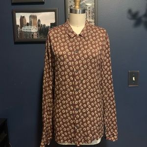 all saints serrate long sleeve shirt in oxblood